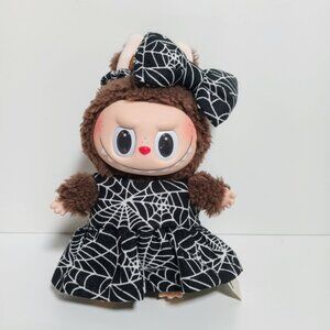 Custom Labubu Halloween Spider Web Dress and Matching Bow Scrunchie